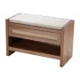 Rattan Bench, 30.9" Rattan Shoe Bench, Entryway Bench with Storage Drawer and Linen Seat Cushion, Farmhouse Boho Bench with Hand