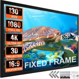 130Inch Projection Screen 16:9 4K HDTV Movie Screen Fixed Frame 3D Projector Screen for 4K HDTV Movie Theater Outdoor