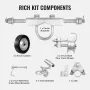 Sliding Gate Kit, 6” Rolling Gate Hardware Kit C-type, Wheel Carrier with Two 6" Wheels Support, Heavy Duty Sliding Gate Rollers