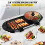 2 in 1 BBQ Pan Grill and Hot Pot with Divider Multifunctional Teppanyaki Grill Pot, Separate Dual Temperature Control Electric B