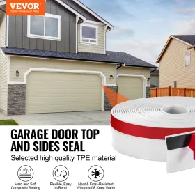 Garageport top og sider tætning strimmel 34 ft universal
