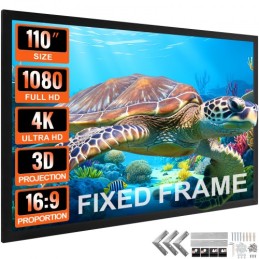 110Inch Diagonal Projector Screen 16:9 4K HD Projector Screen Movie Screen Fixed Frame 3D Projector Screen for Home Threater