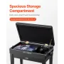 Adjustable Piano Keyboard Bench Storage Padded Seat Wooden Bookcase Stool 56x34x49cm