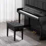 Adjustable Piano Keyboard Bench Storage Padded Seat Wooden Bookcase Stool 56x34x49cm