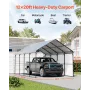 Heavy Duty Metal Carport, 12' x 20' Outdoor Carport with Galvanized Steel Frame & Roof, Car Tent Garage Shade with Removable Sid