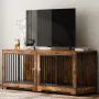 75" Dog Crate Furniture for 2 Dogs, Extra Large Double Dog Crate Furniture Large Breed with Divider & Double Doors, Large Wooden