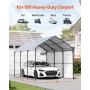 Heavy Duty Metal Carport, 10' x 15' Outdoor Carport with Galvanized Steel Frame & Roof, Car Tent Garage Shade with Removable Sid