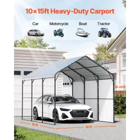 10' x 15' metalcarport kraftig udendørs bilgarage til både