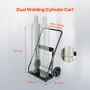 Dual Welding Cylinder Cart, Oxygen Acetylene Tank Cart with 440LBS Static Weight Capacity, 10-Inch Solid Wheels and Tank Storage