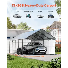 13' x 26' metalcarport kraftig udendørs bilgarage til både