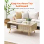 Rattan sofabord rektangel rotting sofabord 2-niveau til stue
