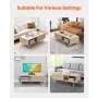 Rattan sofabord rektangel rotting sofabord 2-niveau til stue