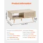 Rattan sofabord rektangel rotting sofabord 2-niveau til stue