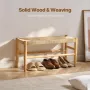 Rattan Bench Wood Bench 31,5 tommer til indgangsstue og