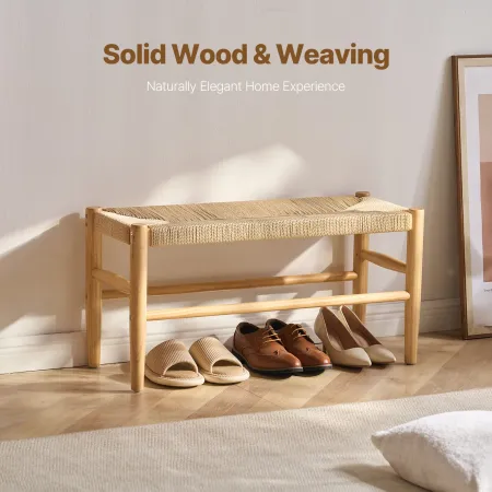 Rattan Bench Wood Bench 31,5 tommer til indgangsstue og