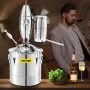 Alcohol Distiller, 30 Liter Alcohol Beverage Distiller, 6.6 Gal Beer Boilers Wine Grappa Spirits, Homemade Brewing Kit, Stainles