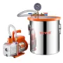 19 L(5 Gallon) Vacuum Chamber and 100 L/min(3.5 CFM) Pump Kit, Stainless Steel Chamber, Single Stage Vacuum Pump Degassing Chamb