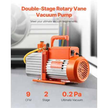 Vakuumpumpe 9 CFM HVAC 2 -trins Rotary Vane Vacuum Pump Oil