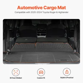 Cargo Mats Compatible with Toyota Kluger & Highlander 2020-2024, Custom Fit TPE Cargo Liner Set for SUVs, Trunk and Rear Back Se