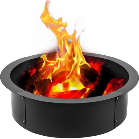 Fire Pit Ring 45 Inch Fire Pit Pan Fireplace Ring Solid Steel Heavy Duty Fire Pit Ring/Liner for Fireplace Campfire Pit Ground