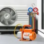 217 L/min(3.5 CFM) AC Vacuum Pump and Gauge Set, Single Stage Rotary Vane HVAC Air Vacuum Pump, A/C Refrigerant Manifold Gauge K