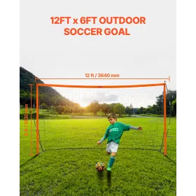 Portable Soccer Goal, 12x6 ft Adults Kids Backyard Soccer Net, Large Practice Soccer Net, Steel Fiberglass Structure Training Go