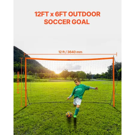 12x6 ft bærbart fodboldmål Børn Fodbold Net bærepose Baghaven