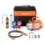 4,5 CFM Single Stage Rotary Vane Vacuum Pump and Manifold Gauge