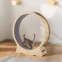 Wooden Cat Exercise Wheel, 52" Large Cat Treadmill Wheel for Indoor Cats, Cat Running Wheel with Detachable Carpet & Cat Teaser 