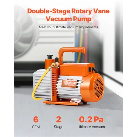 Vacuum Pump, 367 L/min(6 CFM), HVAC 2 Stage Rotary Vane Vacuum Pump, for R134a R22 R410a Systems, Auto AC Vacuum Pump Kit with O