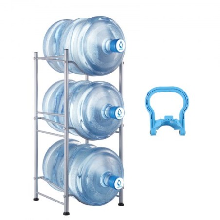 3 Tiers Water Jug Holder Single Row Water Bottle Rack for 3 Bottles Silver