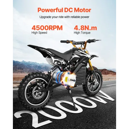2000W Electric Brushless DC Motor Kit - 60V 4500rpm Motor with Upgraded Speed Controller for Go Karts E-Bike Motorcycle Scooter