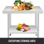 Stainless Steel Catering Work Table 12x24 Inch Commercial Work Table with 4 Wheels Commercial Food Prep Workbench with Flexible