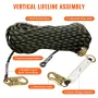 Vertical Lifeline, 150ft (45.7m) Outdoor Climbing Rope 30KN Breaking Tension, Static Rock Climbing Rope with Steel Snap Hooks an