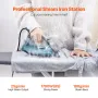 Steam Iron, 1600W Iron for Clothes, Aluminum Alloy + PTFE Soleplate, Auto Shut-Off, Self-Cleaning, Four Temperature Settings, Qu