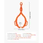 28in Log Lifting Tongs, 2-Claw Log Tongs, Heavy Duty Steel Log Grapple, 1100LBS Lifting Capacity, Swivel Log Graper Timber, Eagl