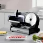 Meat Slicer, 7.5 inch Electric Deli Food Slicer, 180W Meat Cutter with two Premium SUS420 Blades, 0-0.6 inch Adjustable Thicknes
