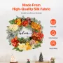 Kunstig dekorativ krans 24 i rød orange gule hortensia roser