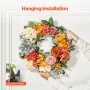 Kunstig dekorativ krans 24 i rød orange gule hortensia roser