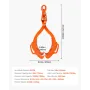 28in Log Lifting Tongs, 4-Claw Log Tongs, Heavy Duty Steel Log Grapple, 2650LBS Lifting Capacity, Swivel Log Graper Timber, Eagl
