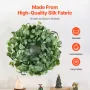 Artificial Decorative Wreath, 26 in, Green, Decorated with Eucalyptus Leaves, Berries, Thorny Stems, Year Round Wreath for All S