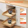 Pull Out Cabinet Organizer, 17"W x 21"D Cabinet Drawer, Soft Close Slide out Shelf, Heavy-Duty Sliding Wood Drawer, Bottom and S