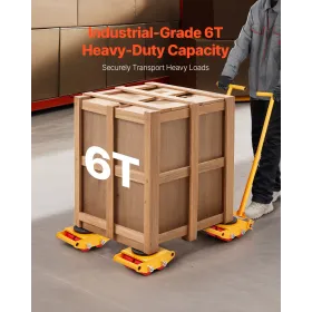 Machine Skate 13228 lbs 6T Machinery Skate Dolly with Handle 360Â° Rotation