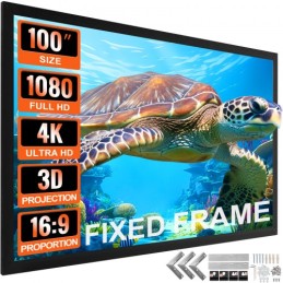 100 tommer diagonal projektor skærm 16: 9 4K HD Projector Aluminium Frame Portable Projector Screen Wall Mount til Home THREATER