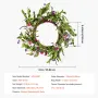 Artificial Decorative Wreath, 22 in, Pink Green, Decorated with Daisies, Babysbreath, Buds, Year Round Wreath for All Seasons In