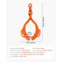 36in Log Lifting Tongs, 4-Claw Log Tongs, Heavy Duty Steel Log Grapple, 3300LBS Lifting Capacity, Swivel Log Graper Timber, Eagl