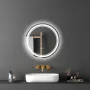 LED Bathroom Mirror, 60 cm LED Bathroom Round Vanity Mirror with Frontlit and Backlit, Anti-Fog Memory Mirror with Lights, Stepl
