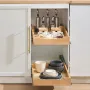 Pull Out Cabinet Organizer, 14"W x 21"D Cabinet Drawer, Soft Close Slide out Shelf, Heavy-Duty Sliding Wood Drawer, Bottom and S