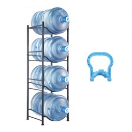 4 Tiers Water Jug Holder Single Row Water Bottle Rack for 4 Bottles Black