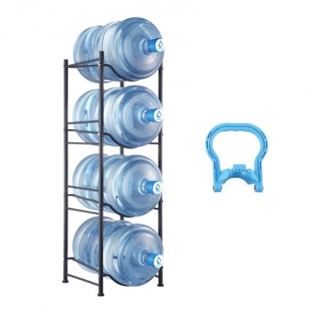 4 Tiers Water Jug Holder Single Row Water Bottle Rack for 4 Bottles Black